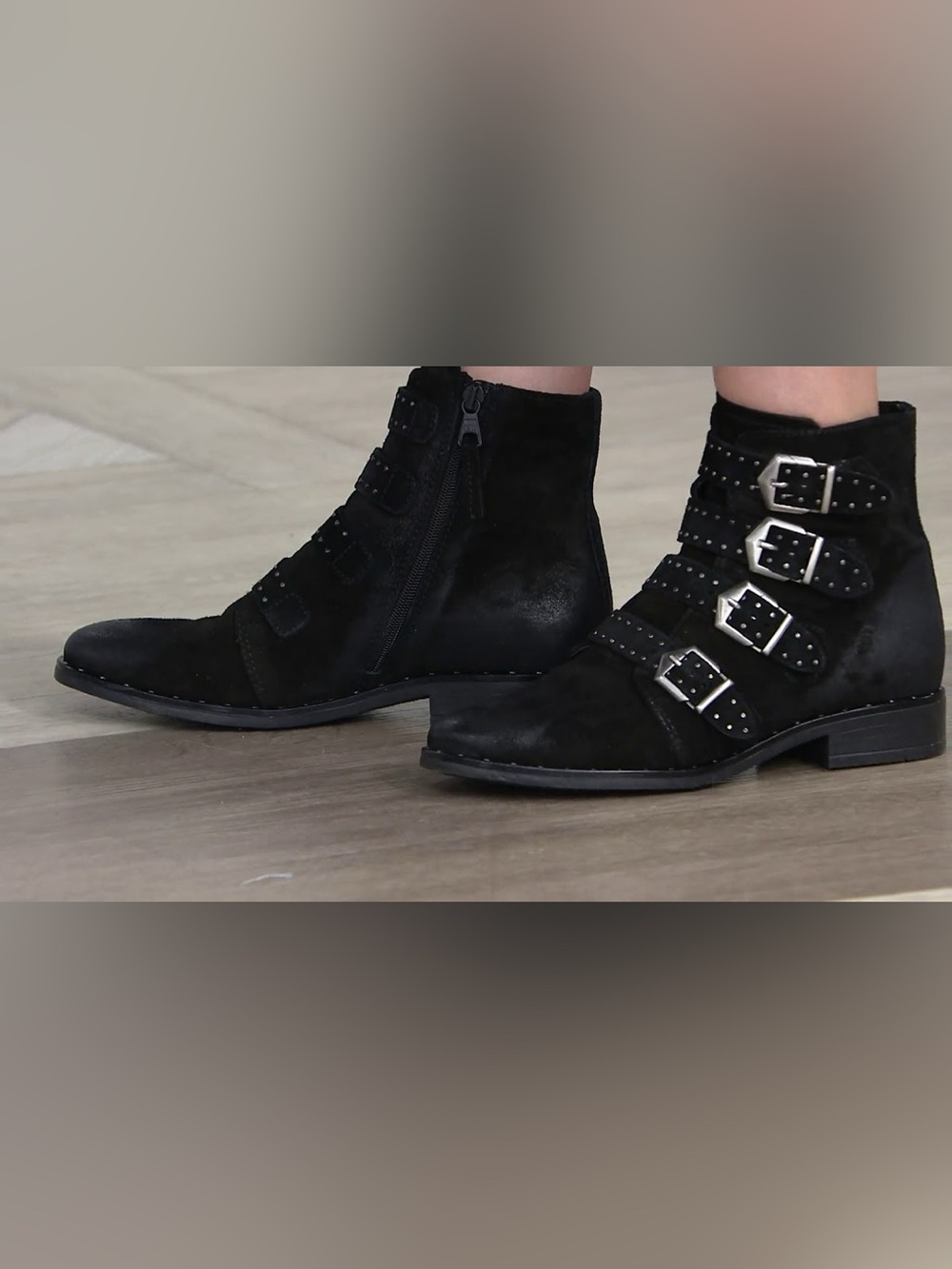 NEW in box Miz Mooz Sherri Black Buckle Leather & Suede Boots Bootie’s ~ Size 39